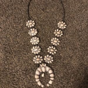 white turquoise stone squash blossom necklace